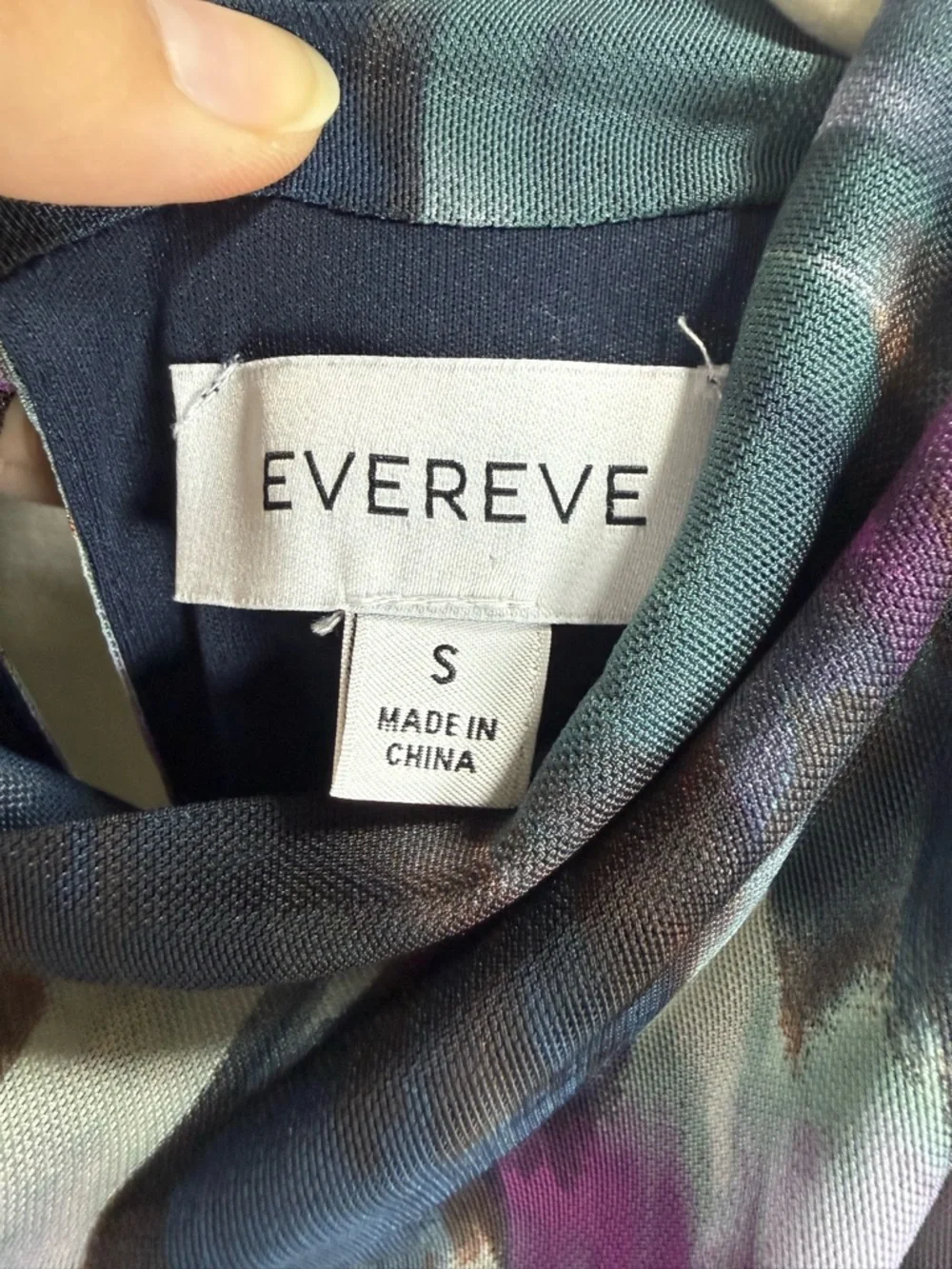 EVEREVE Ruched Abstract Print Midi Dress Mock Neck Stretch Dress Small - Picture 4 of 5